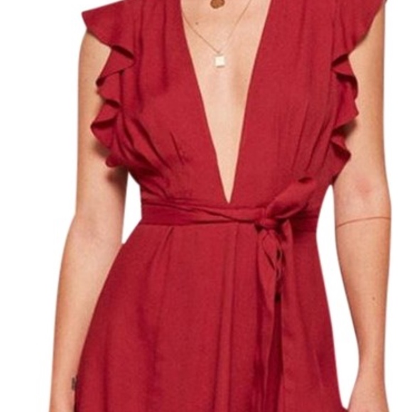 Reformation Tunisia Red Short Wrap Dress Size 6 - Picture 2 of 5